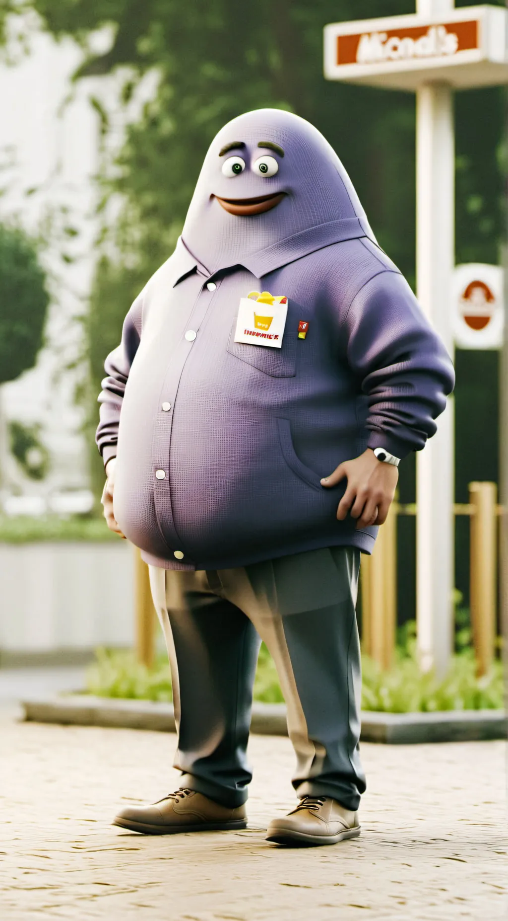 ai character: Grimace  background