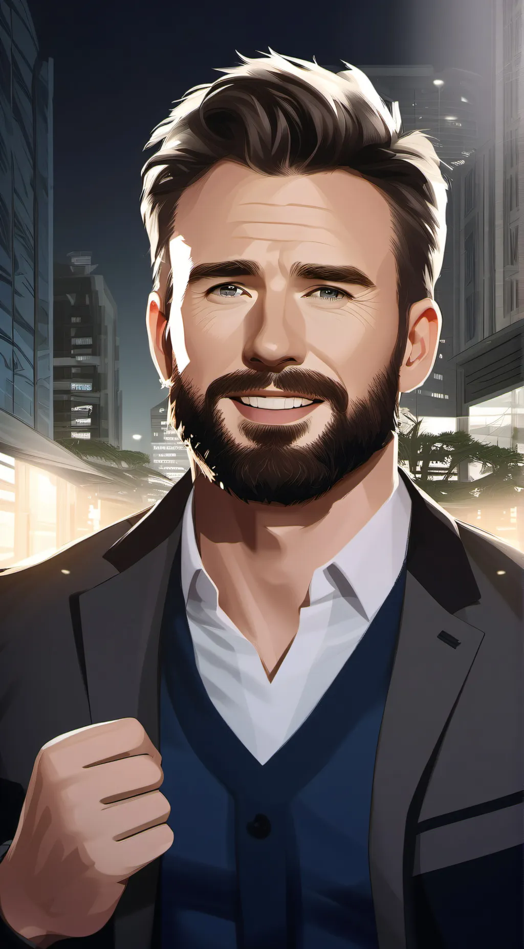 ai character: Chris Evans  background