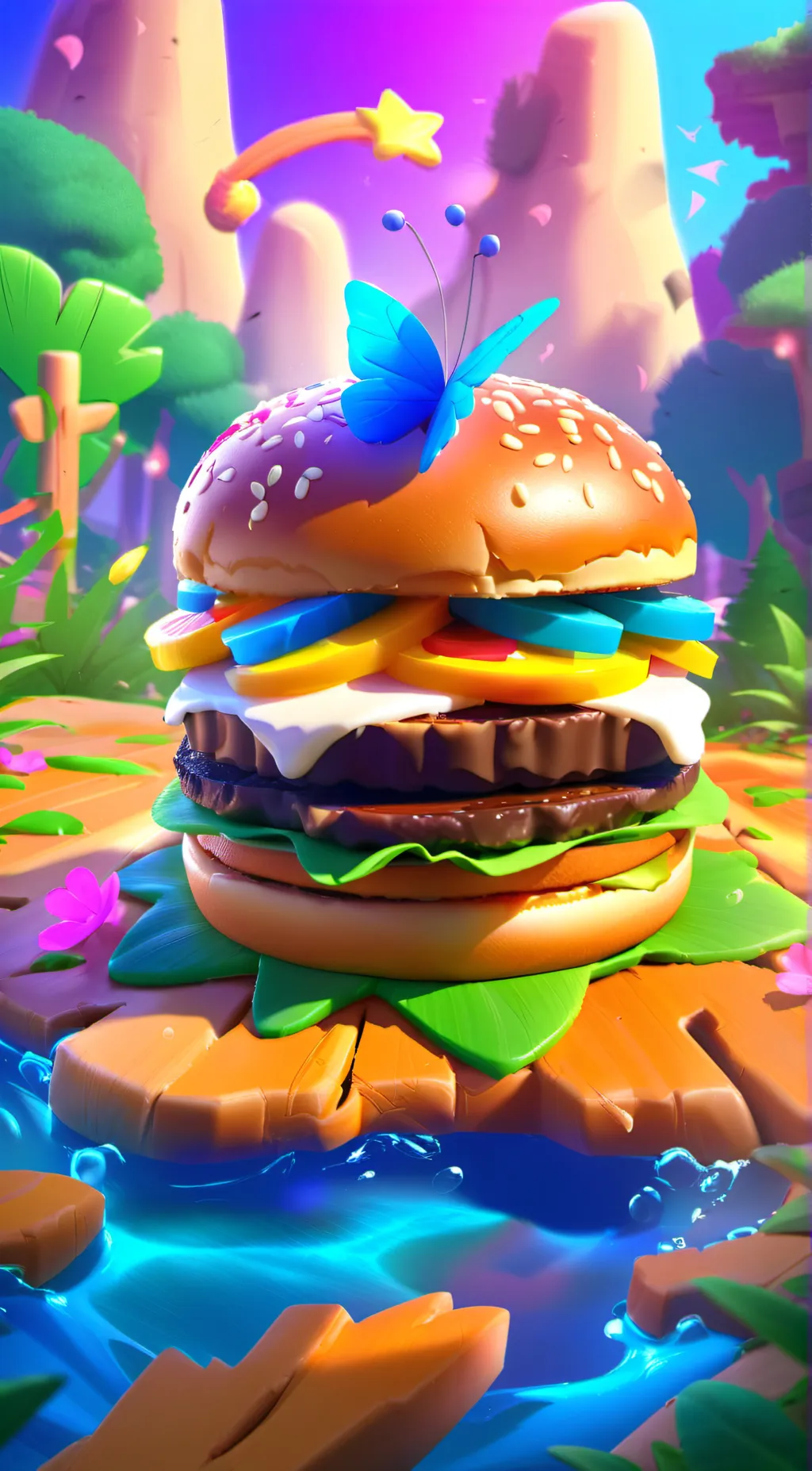 ai character: Buterfly burger background