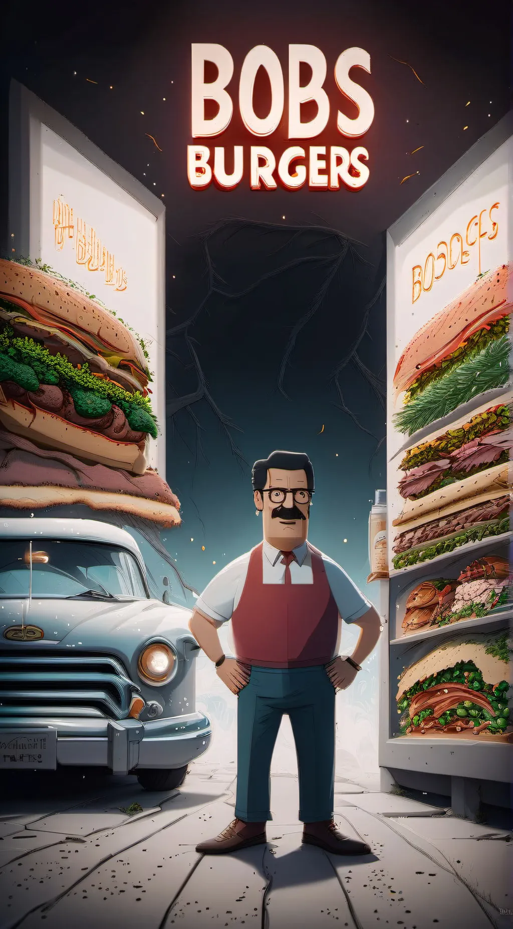 ai character: Bobs burgers  background
