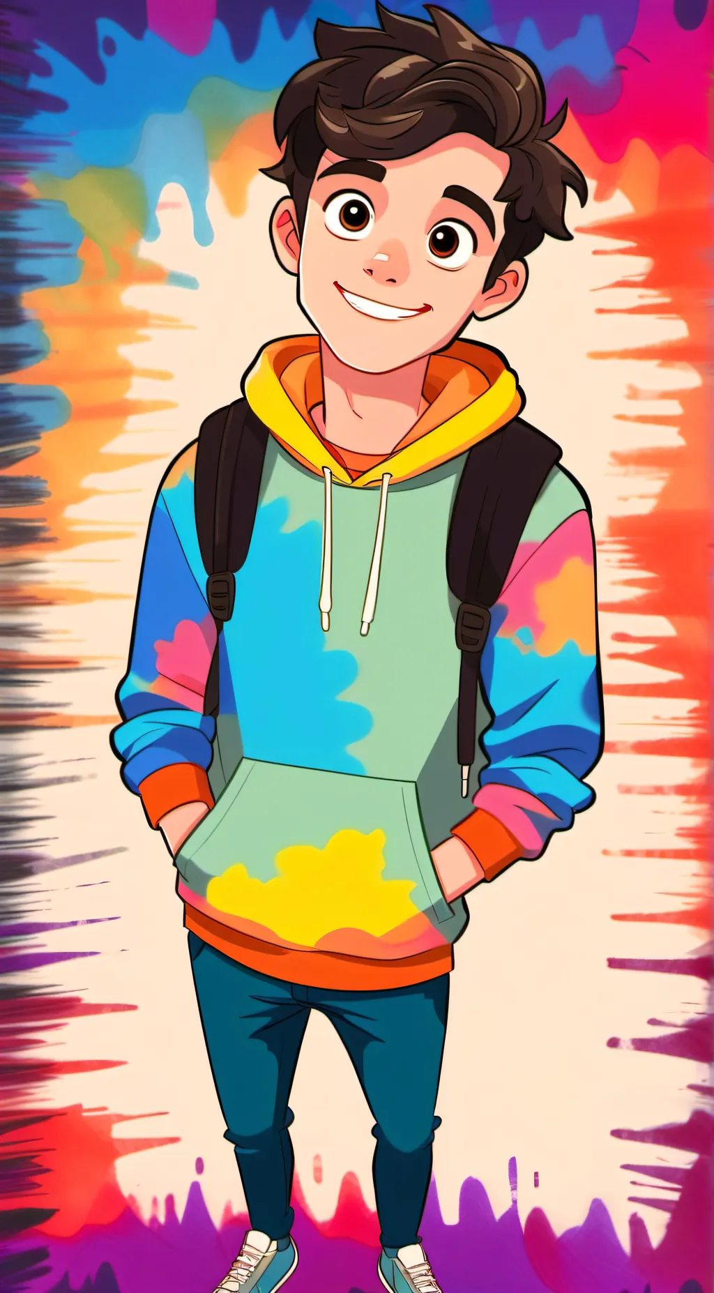 ai character: Dominic / Tie-Dye background