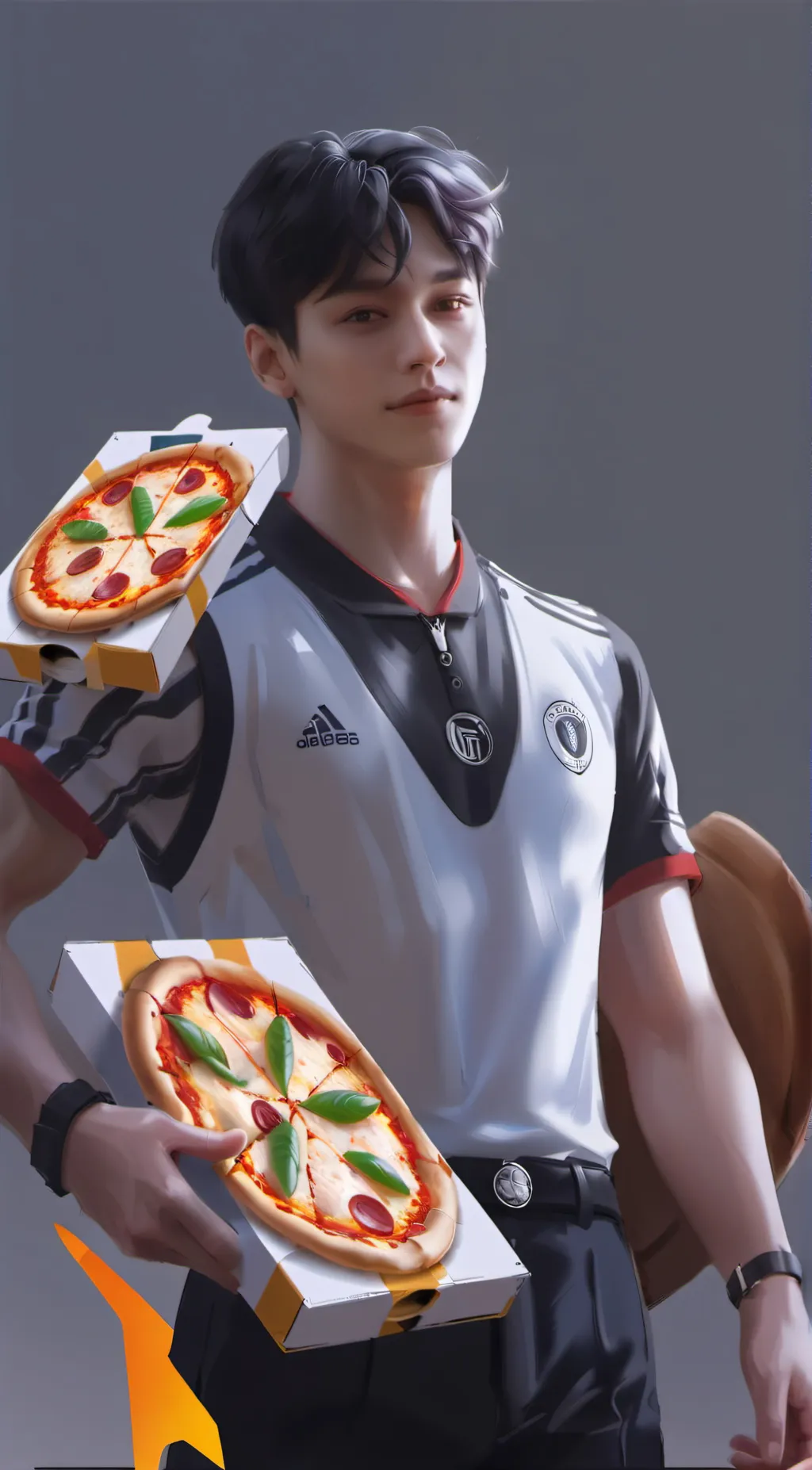 ai character: pizza  background