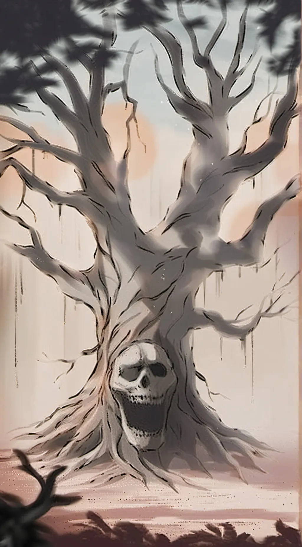 ai character: The horror woods background