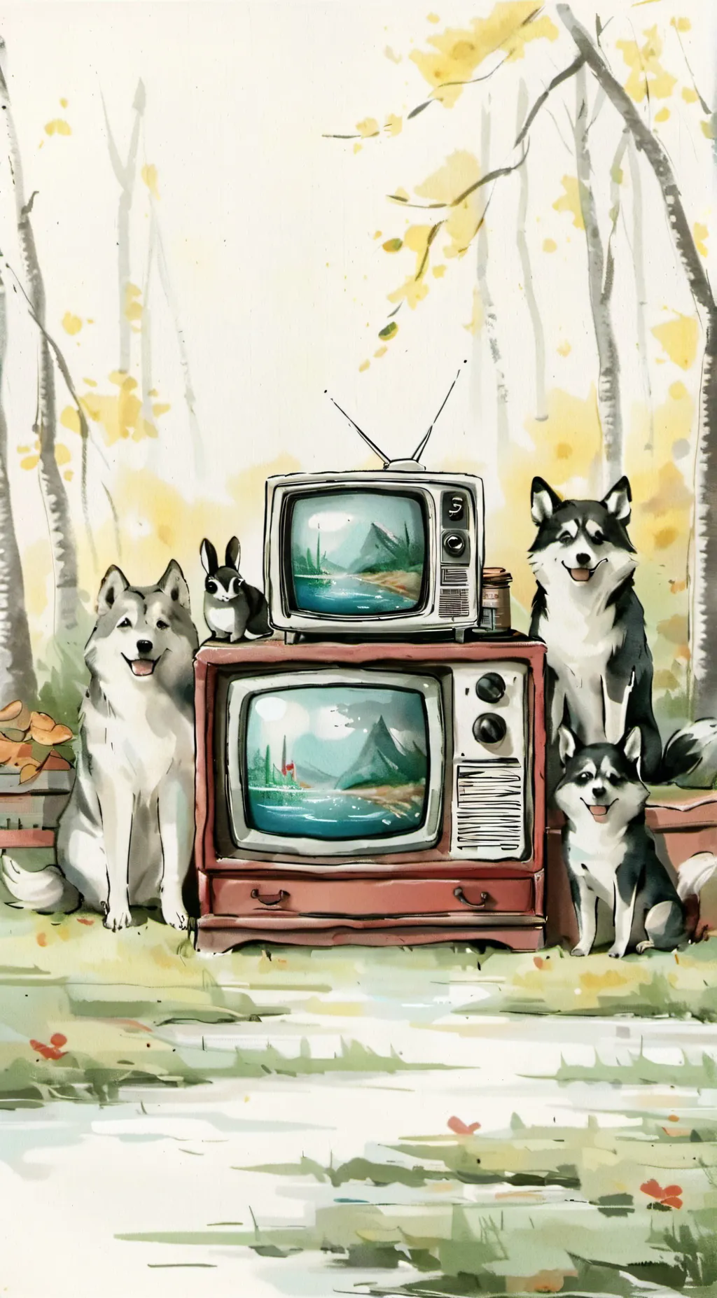 ai character: Smiling animals background