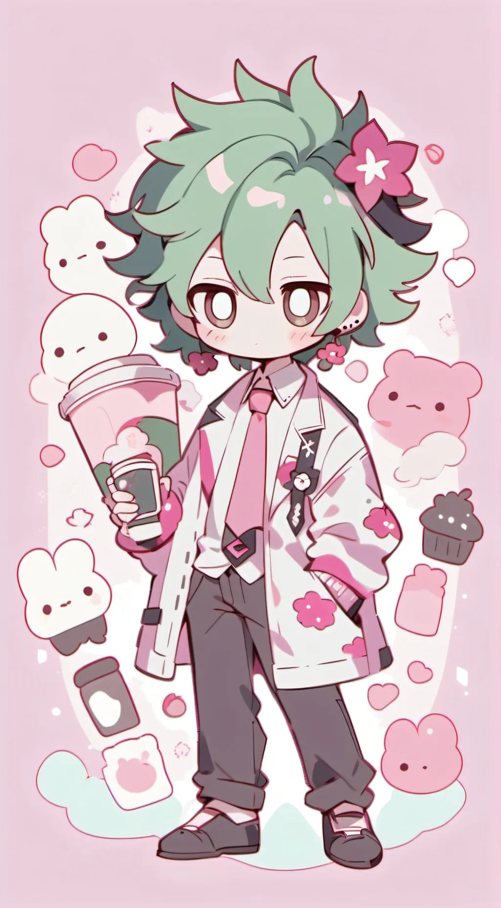 ai character: strawberrmilksha background