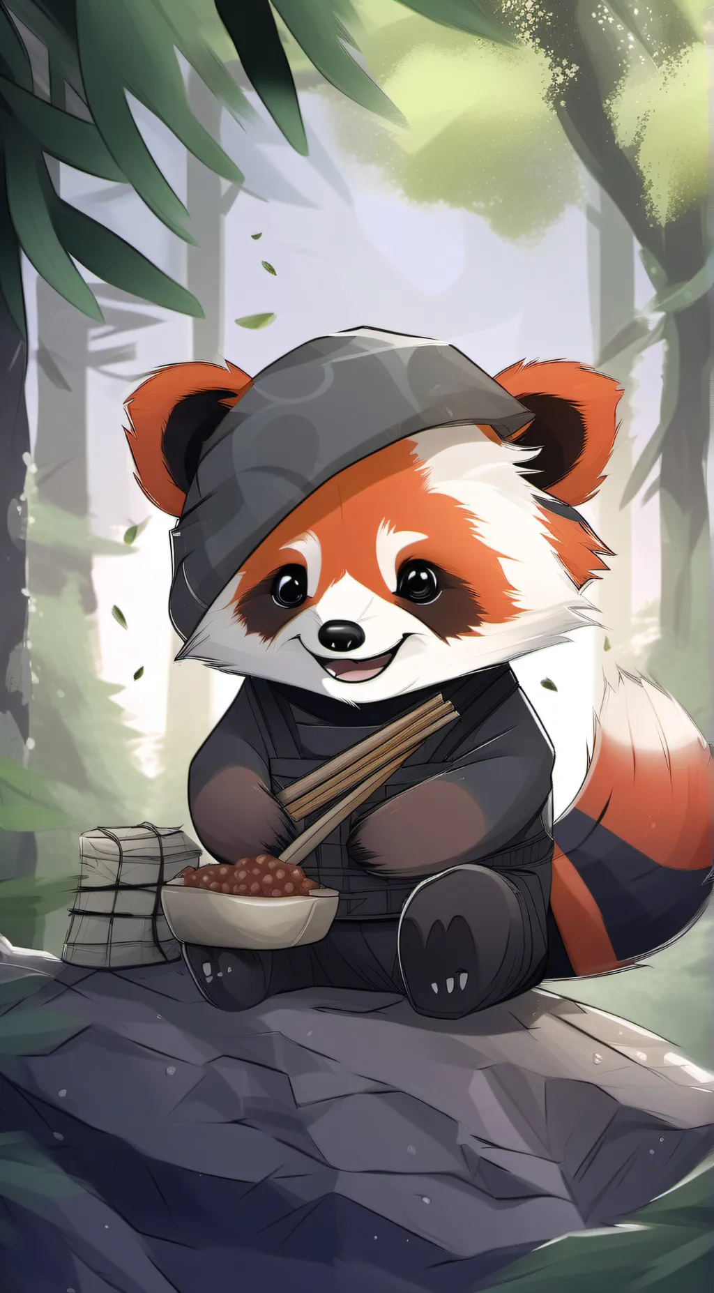 ai character: Sam the red panda background