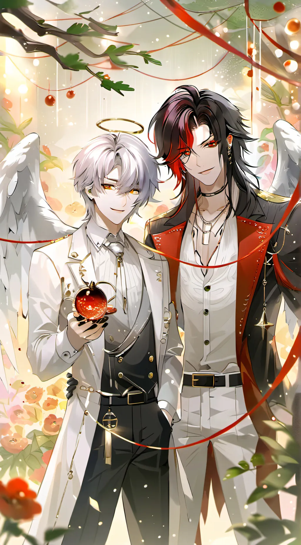 ai character: Demon and angel  background