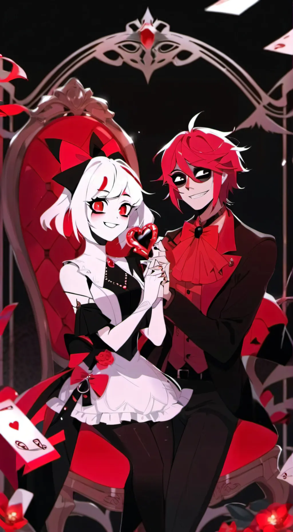 ai character: Alastor x Charlie  background