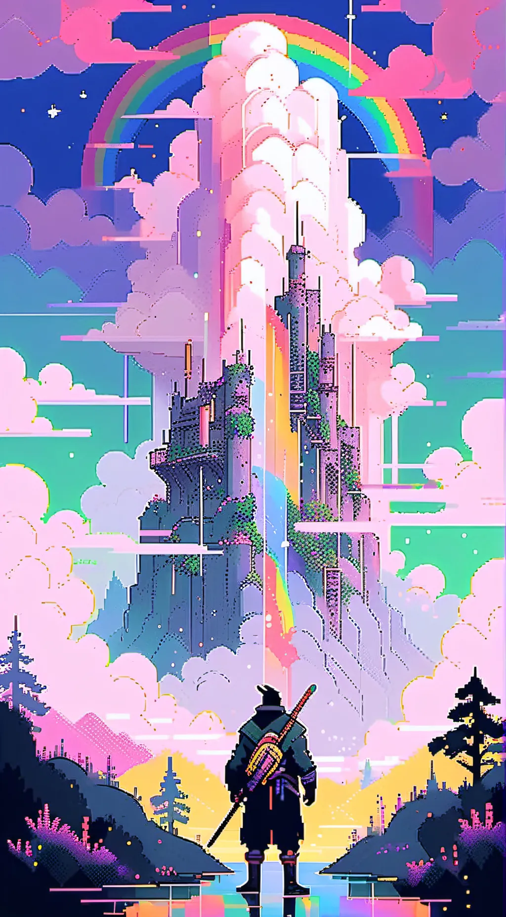 ai character: Rainbow playtime background