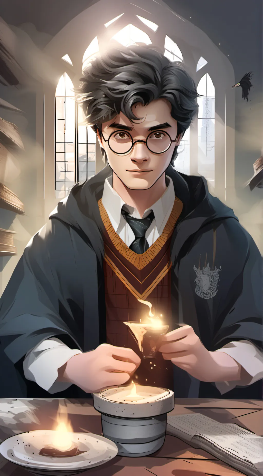 ai character: Harry Potter  background