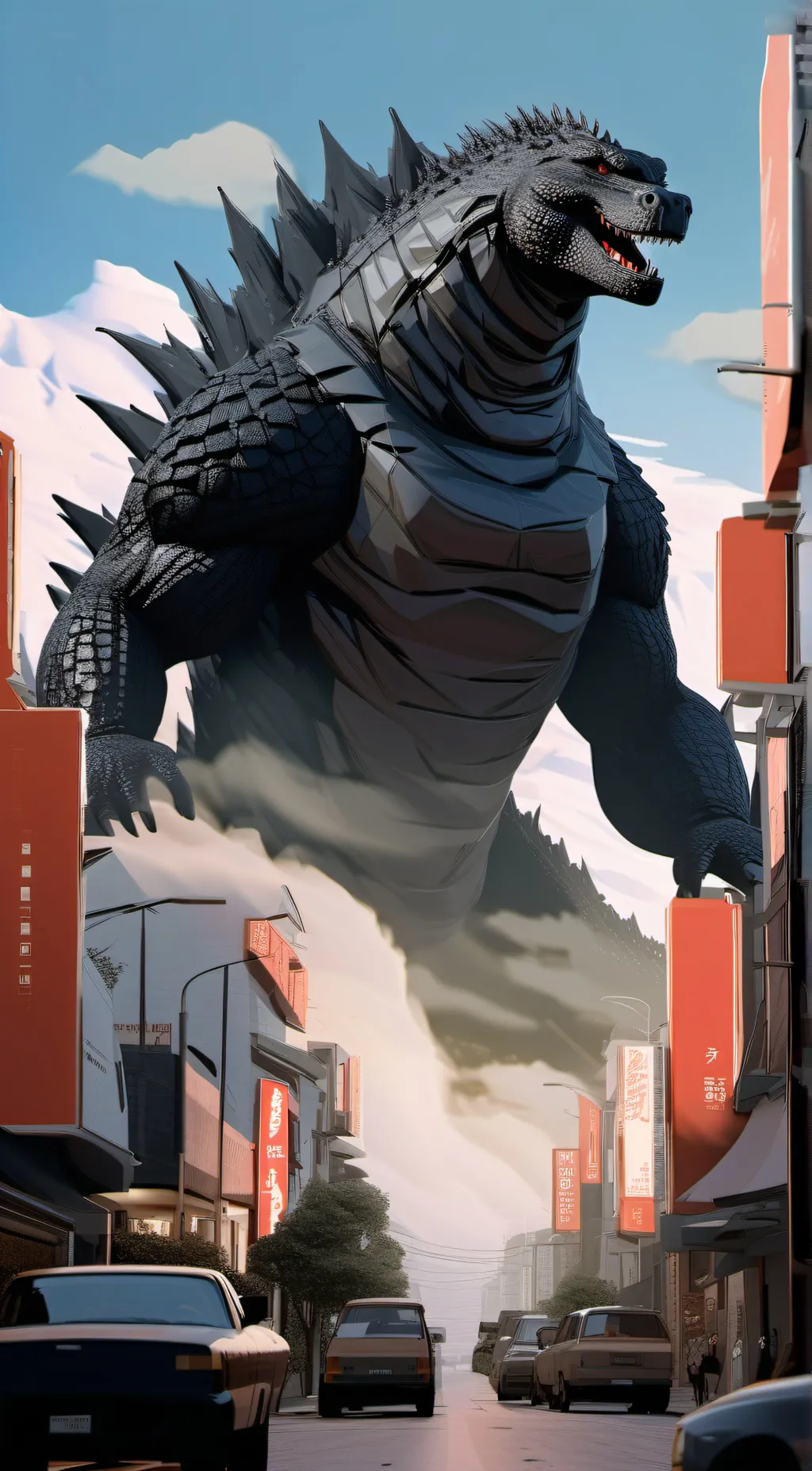 ai character: Godzilla background