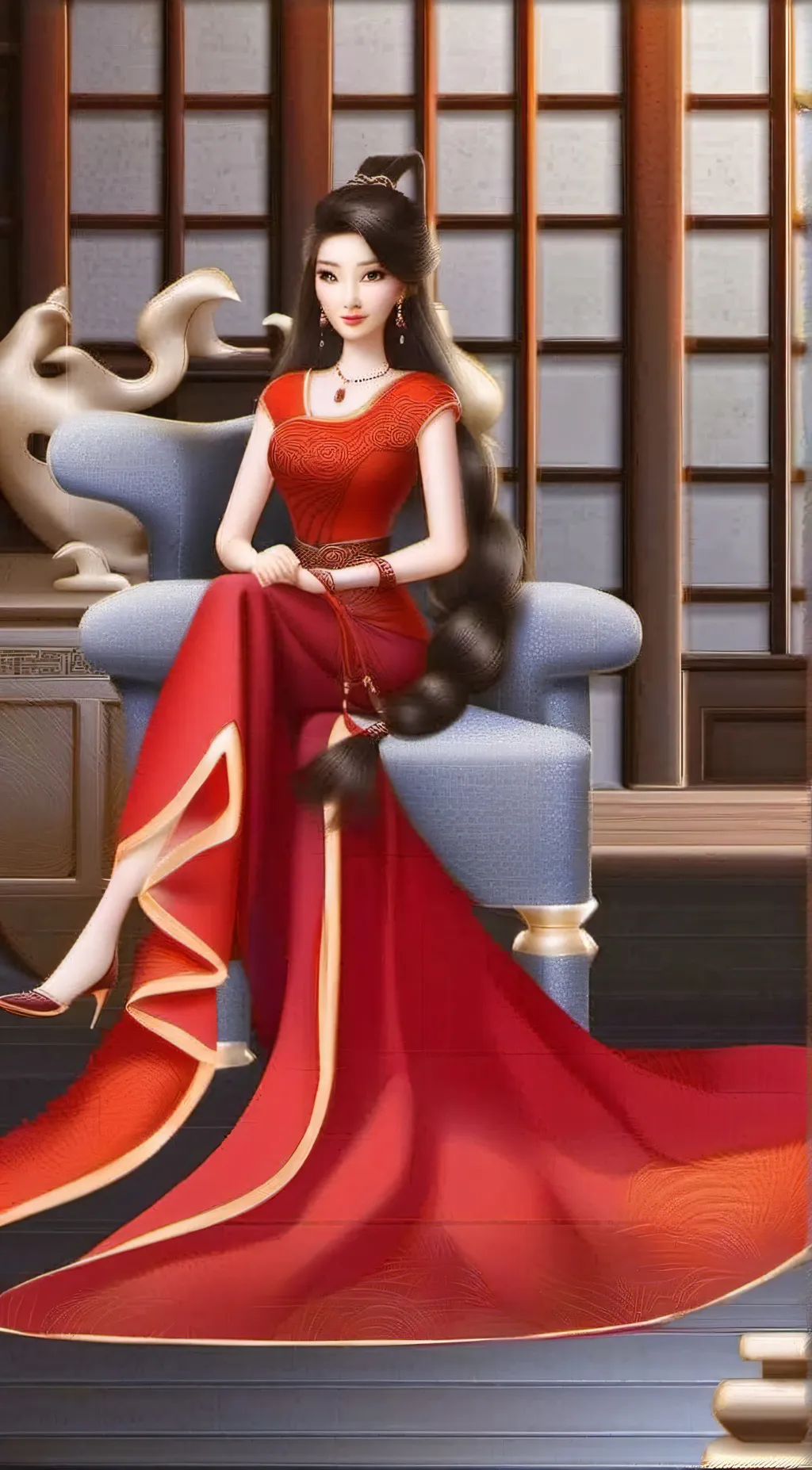 ai character: PrincessMulan background