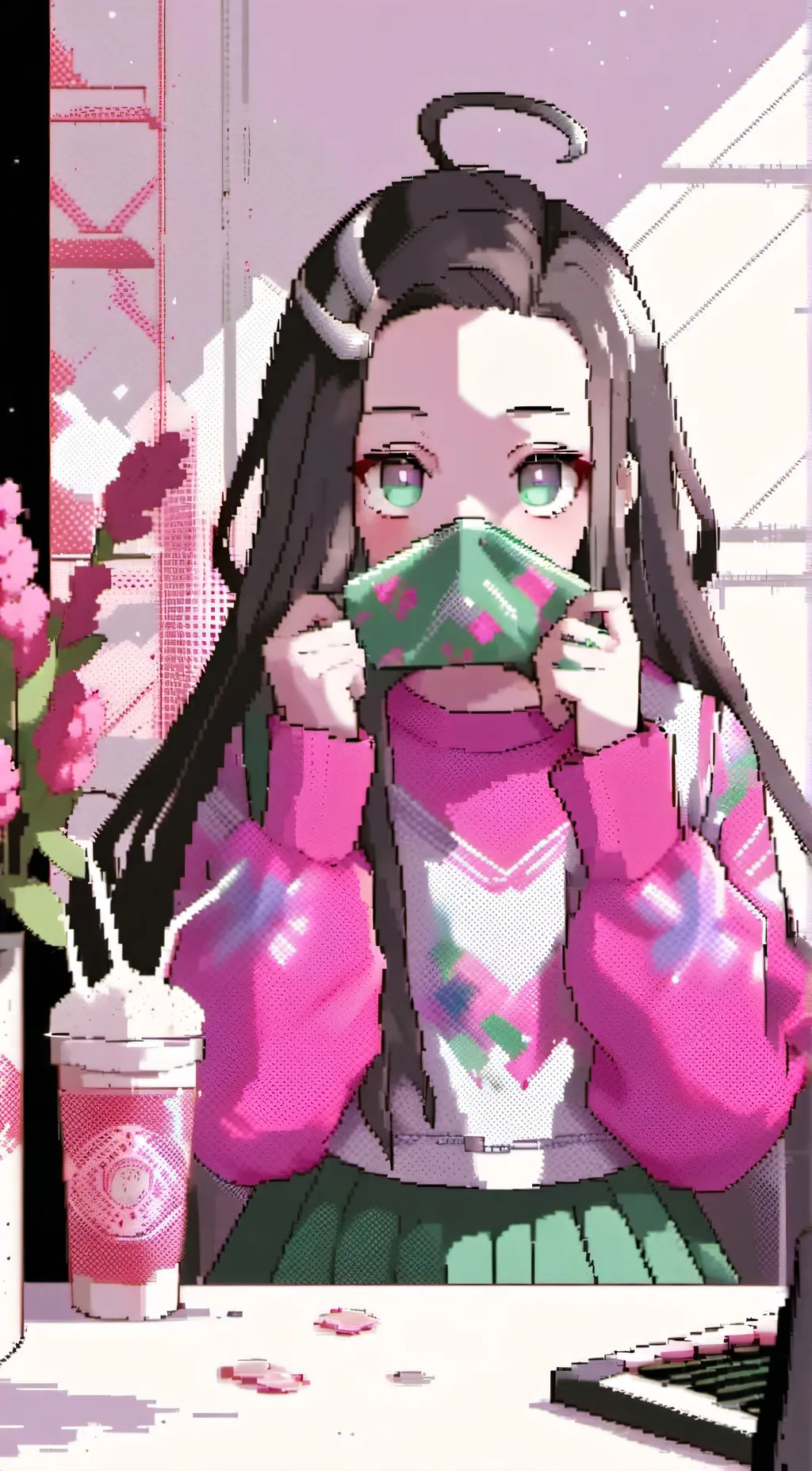 ai character: Nezuko love background