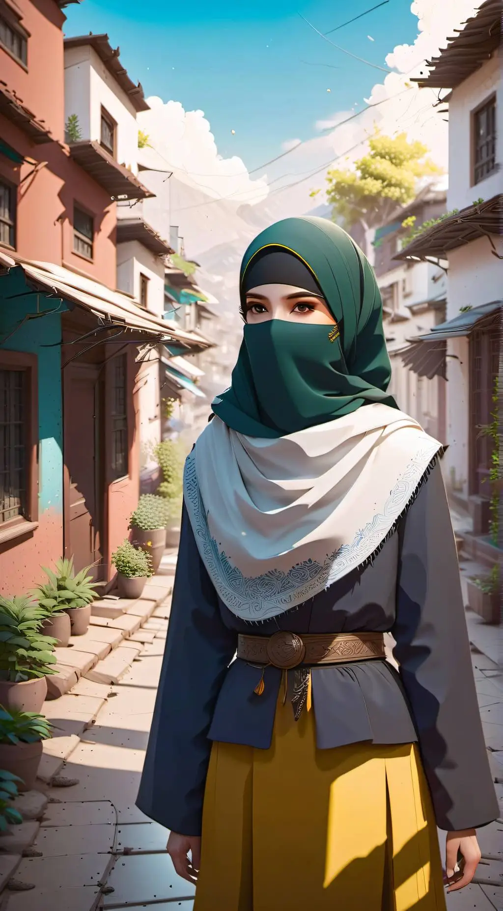 ai character: Farah Karim  background