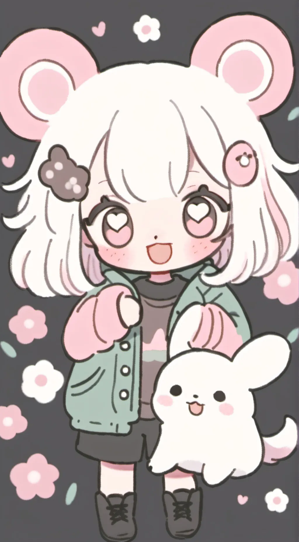 ai character: Smiling critters background