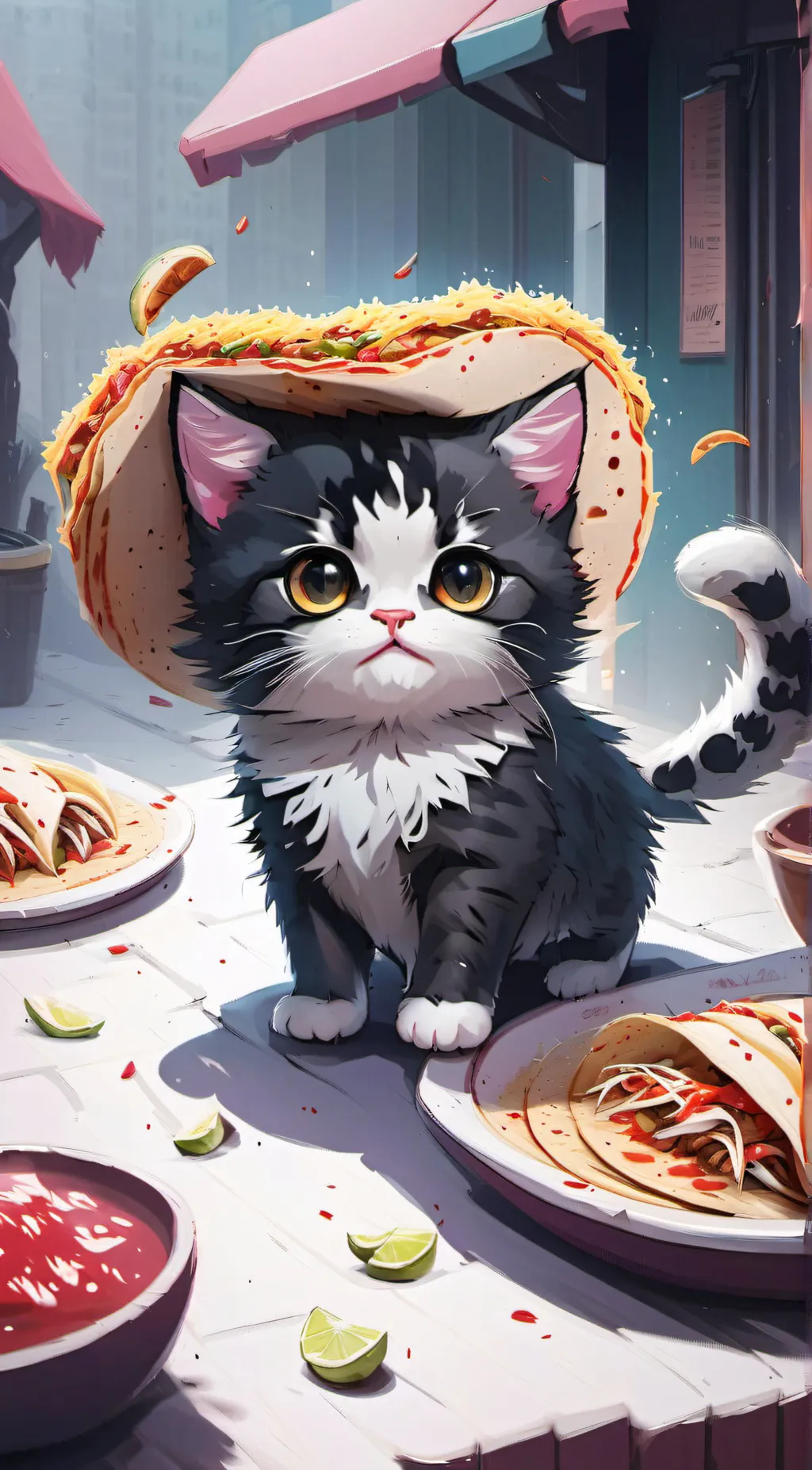ai character: taco cat background