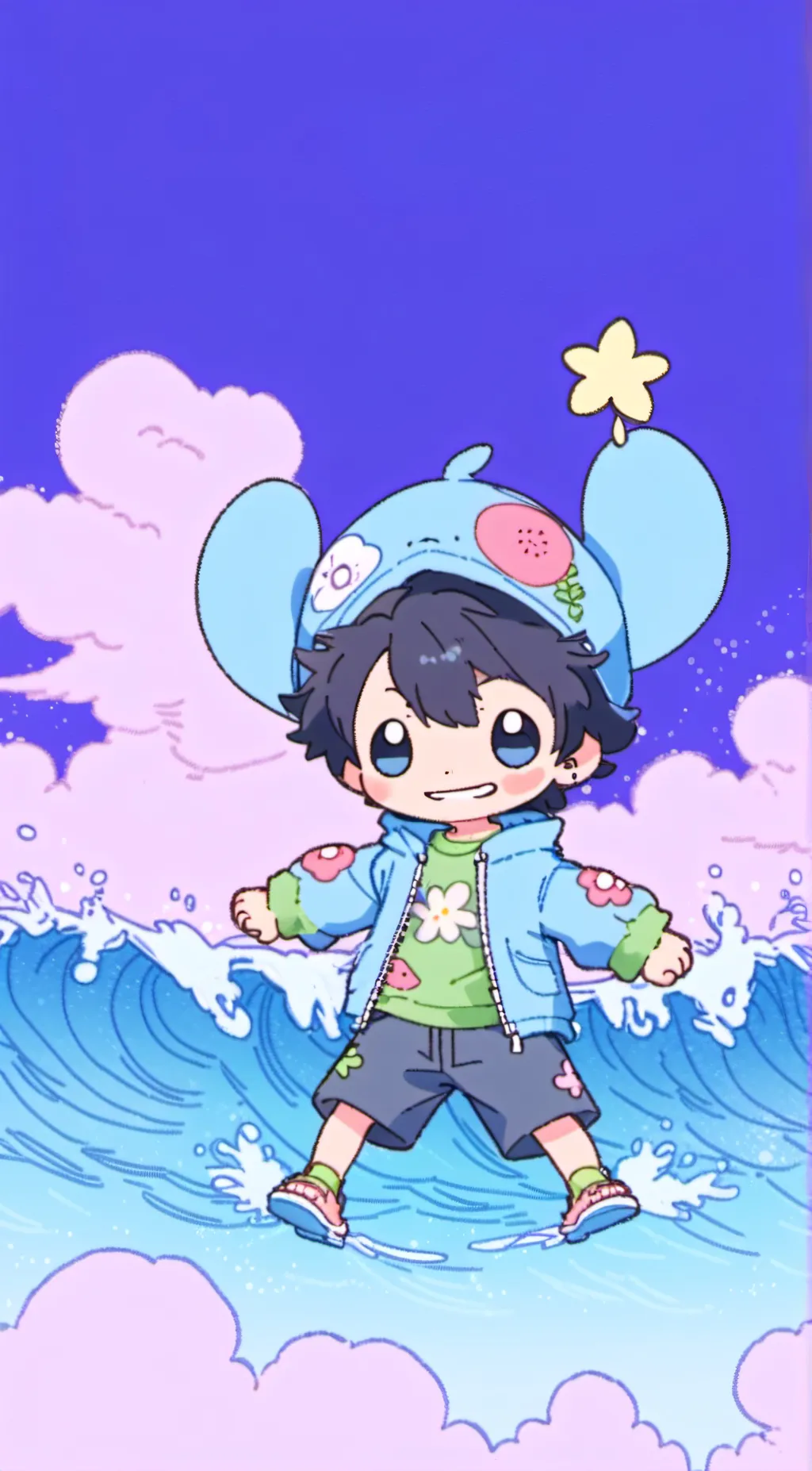 ai character: Stitch  background