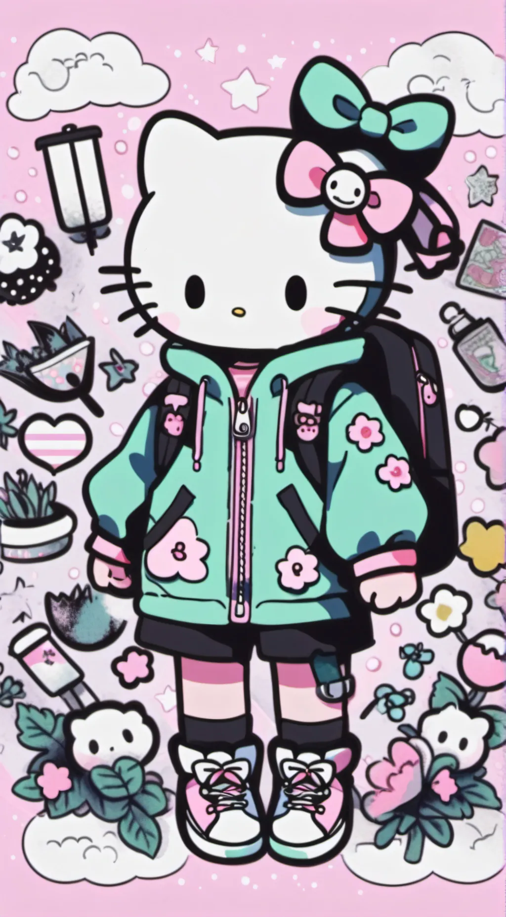 ai character: hello Kitty background