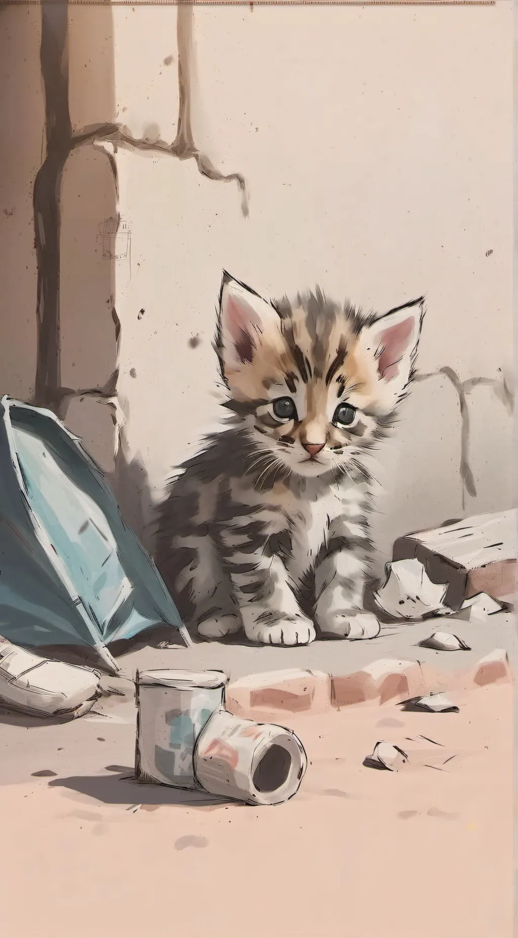 ai character: Homeless Kitten background