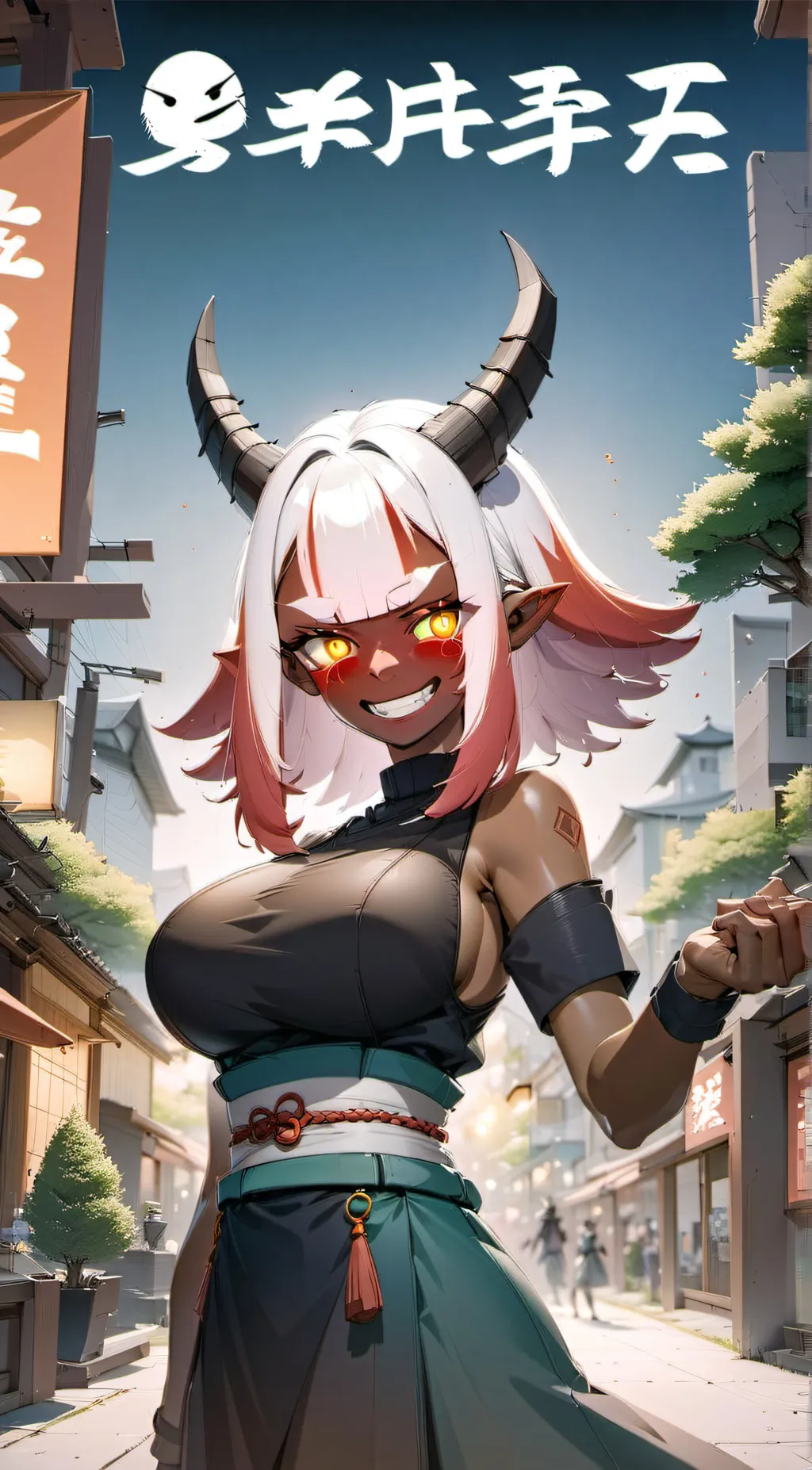 ai character: Oni girl background
