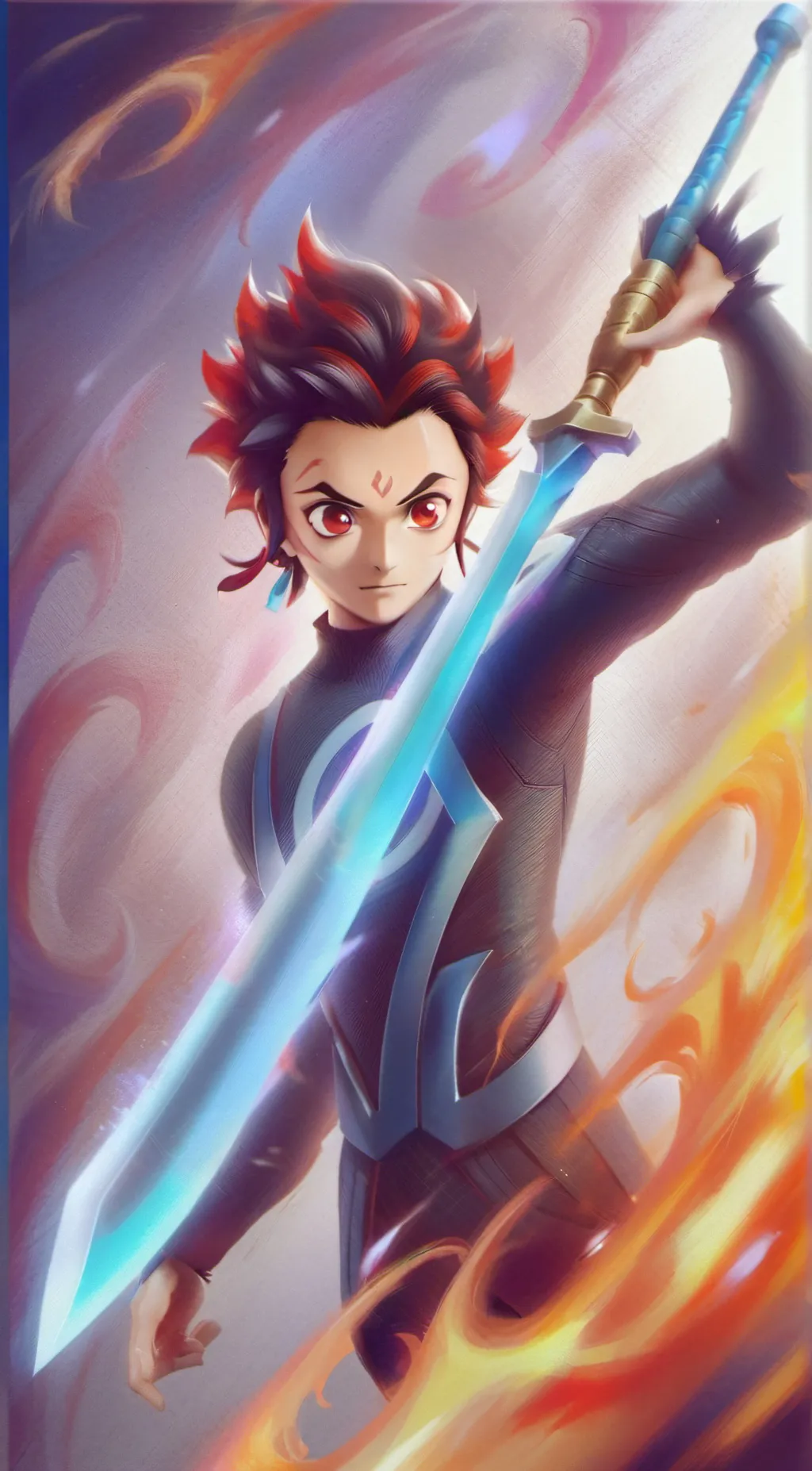 ai character: Zenitsu X nezuko  background