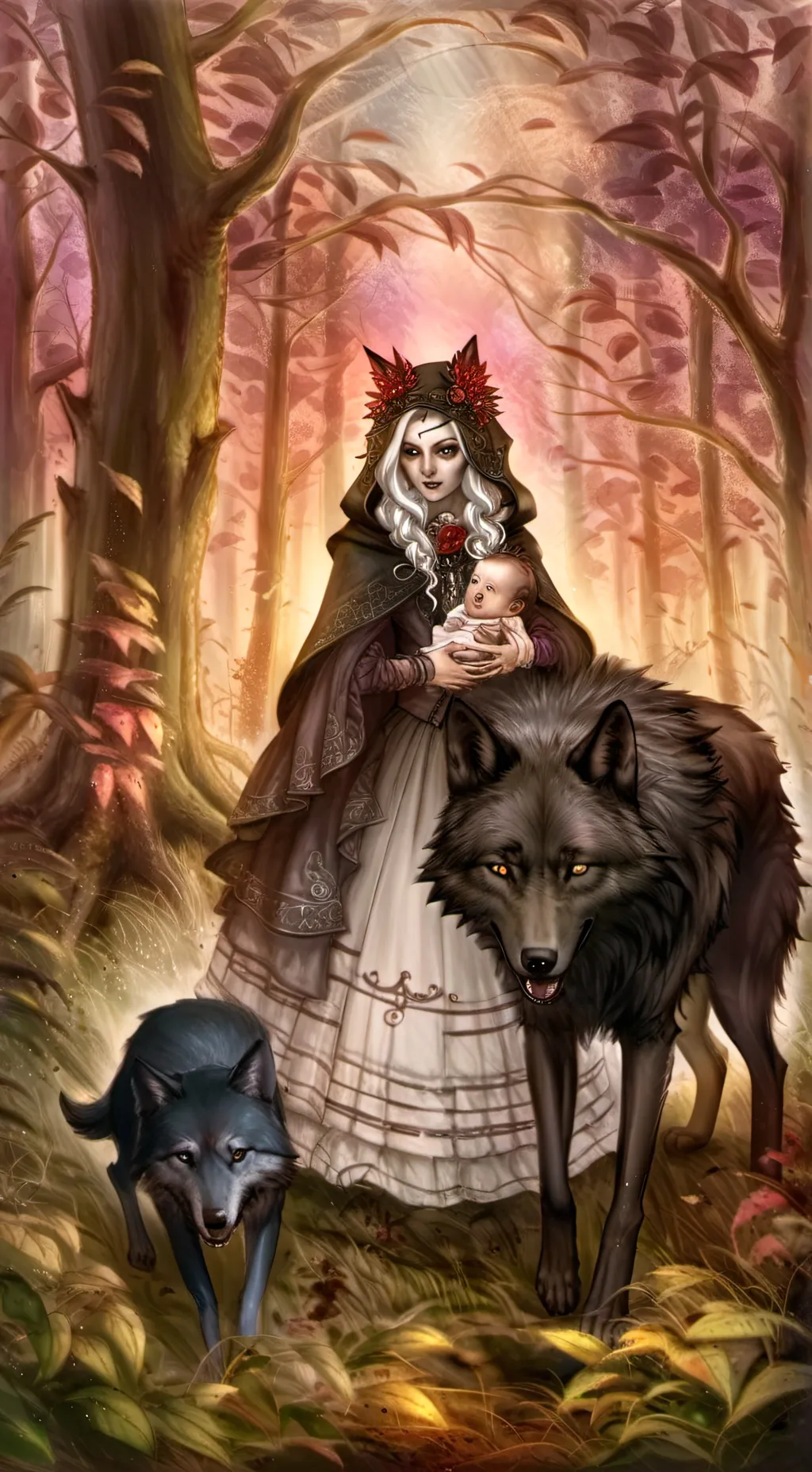 ai character: Wolf girl  background