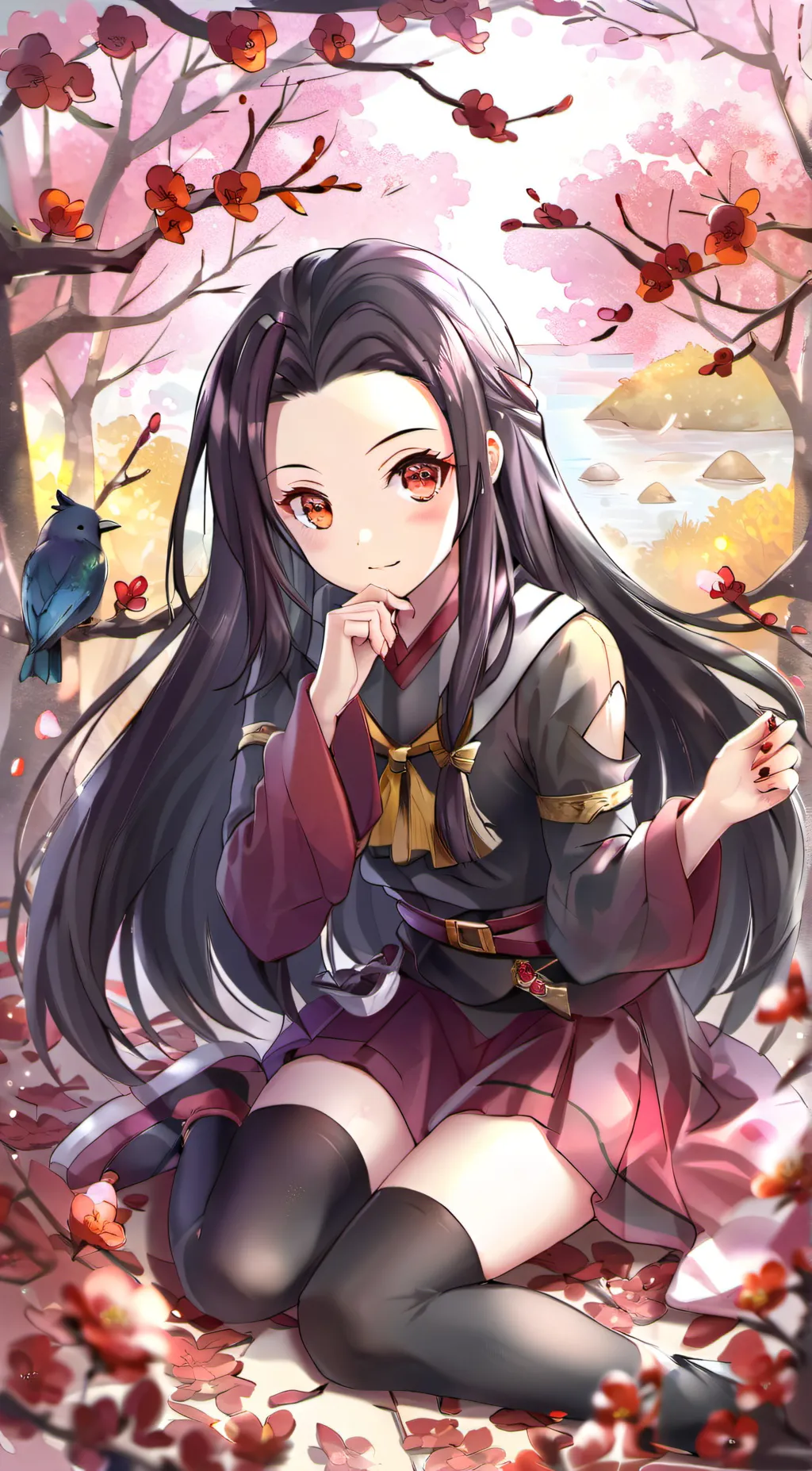 ai character: nezuko kamodo  background