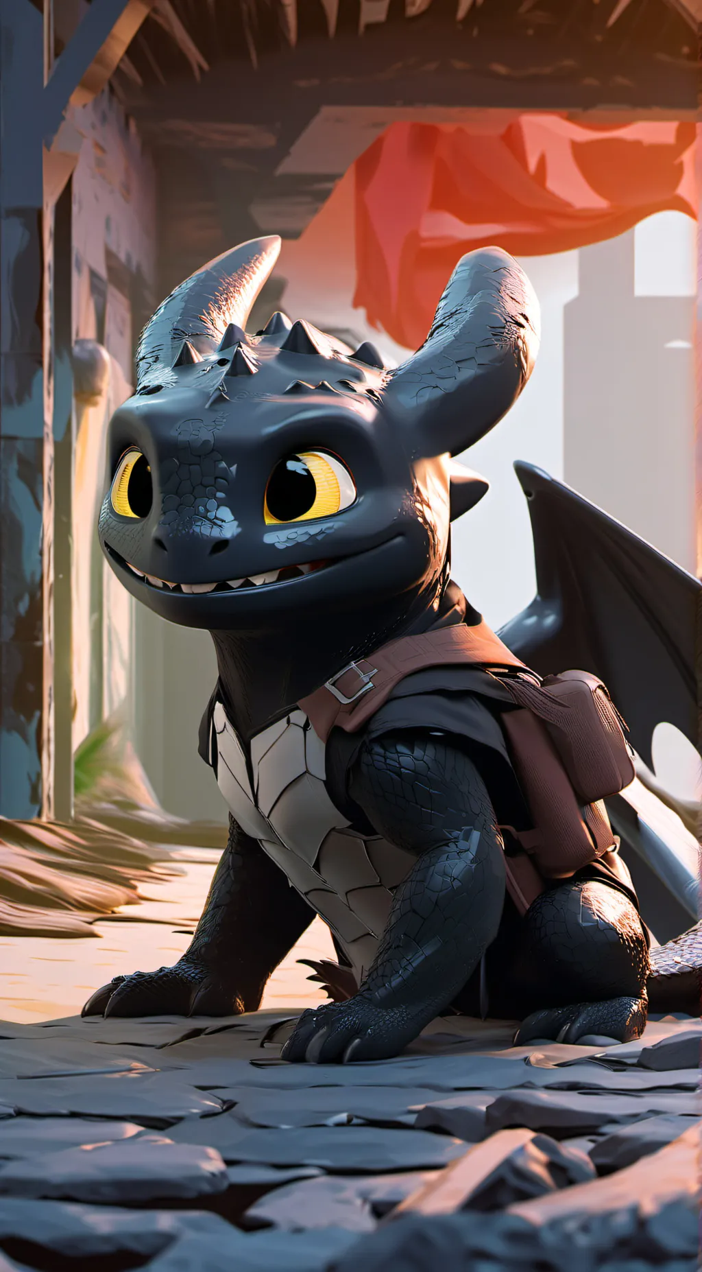 ai character: TOOTHLESS HASA GUN background