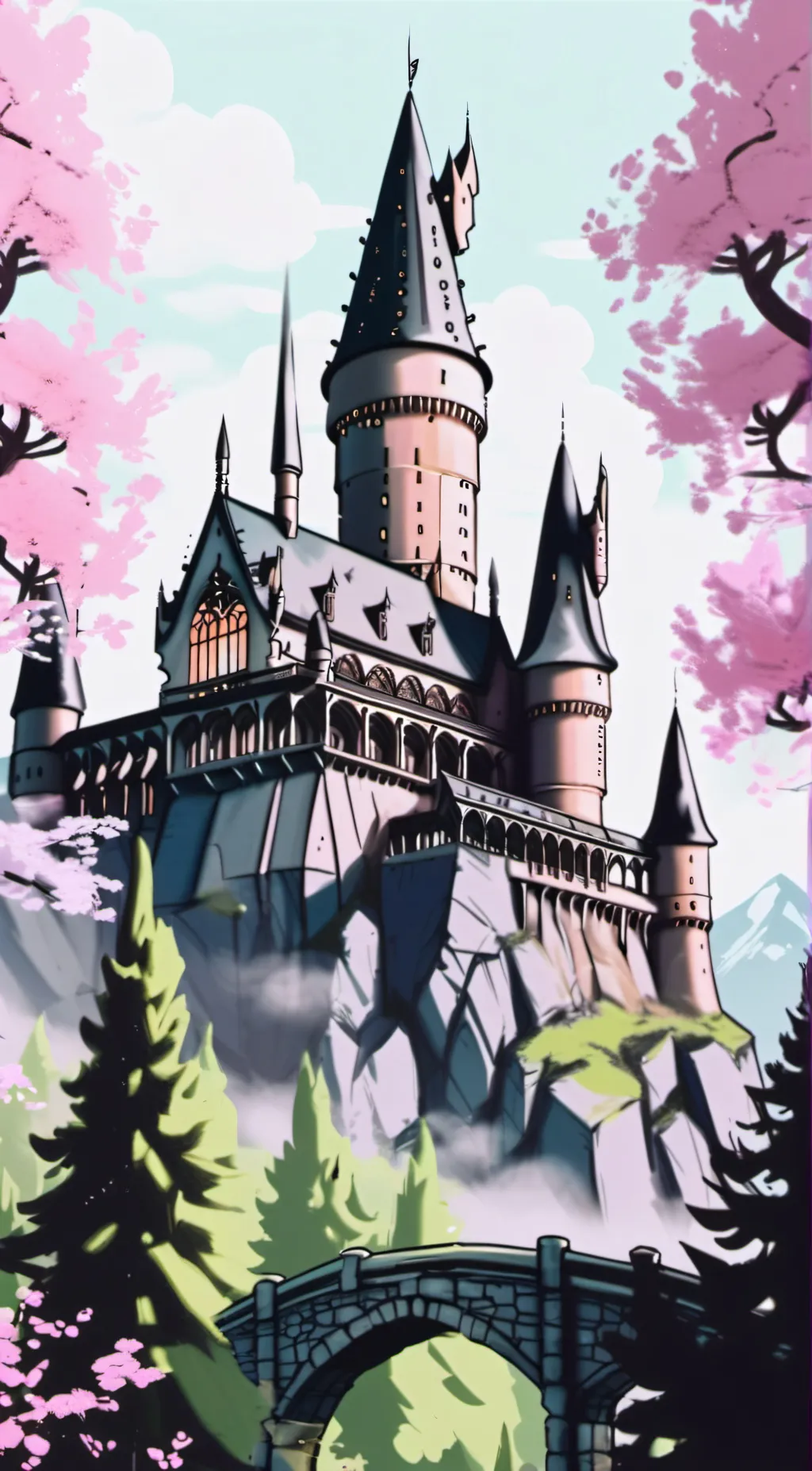 ai character: HOGWARTS♥️💜🤍 background