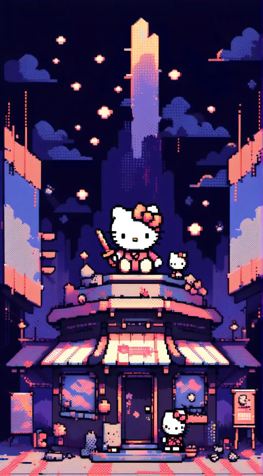 ai character: hello kitty world background