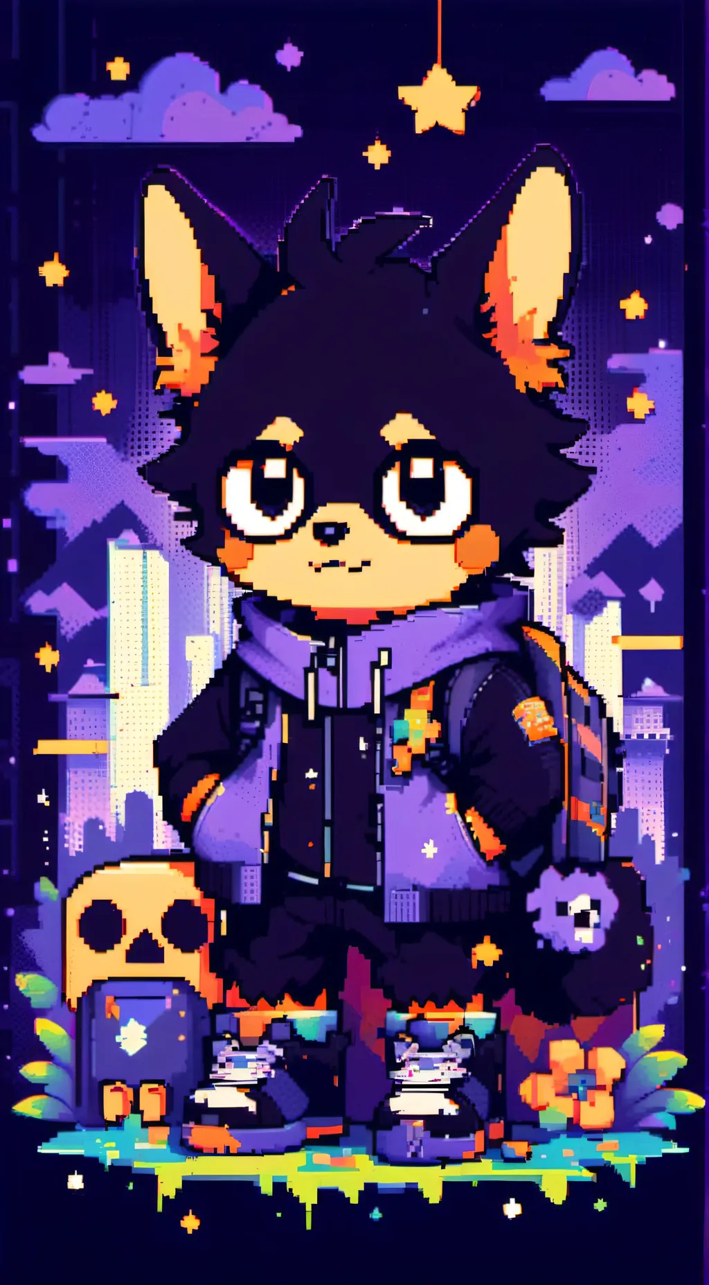 ai character: wild wolfy  background