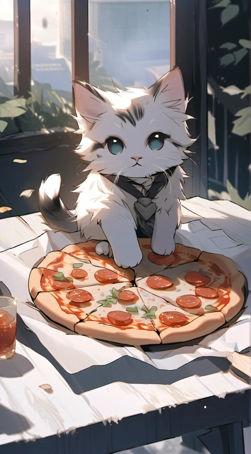 ai character: Pizza thief  background