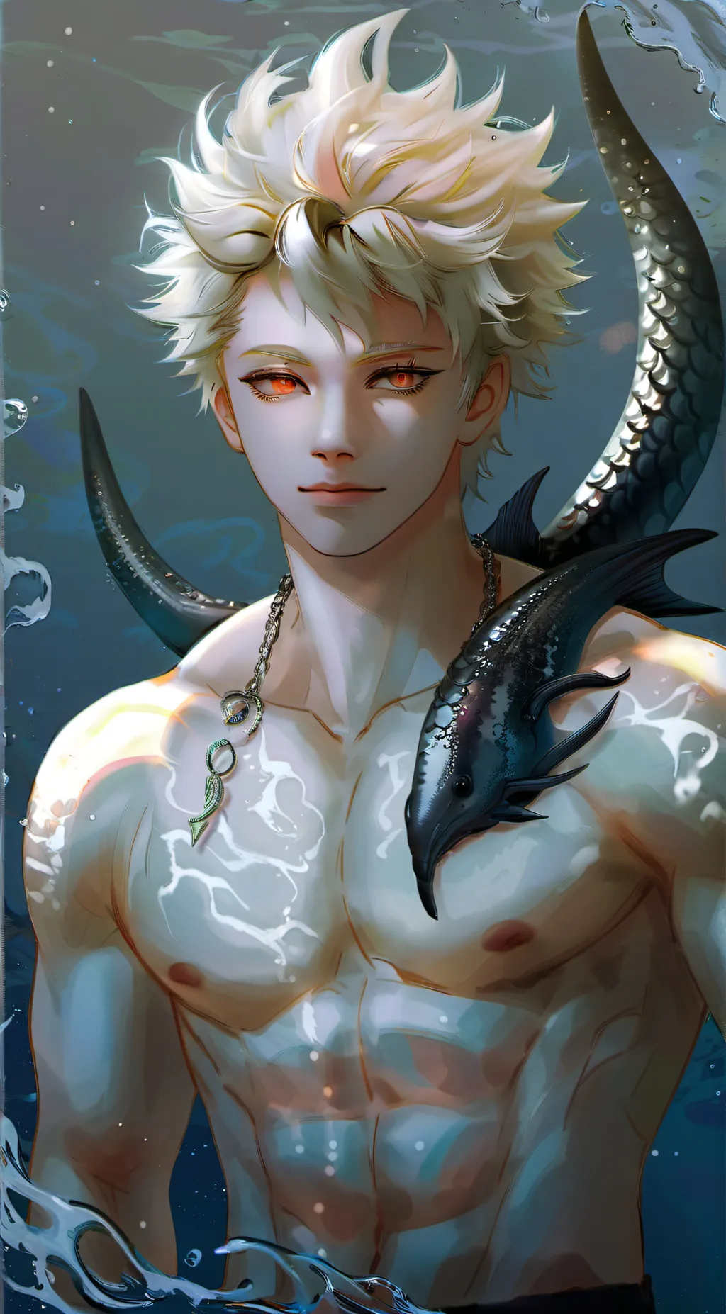 ai character: Merman Bakugou  background