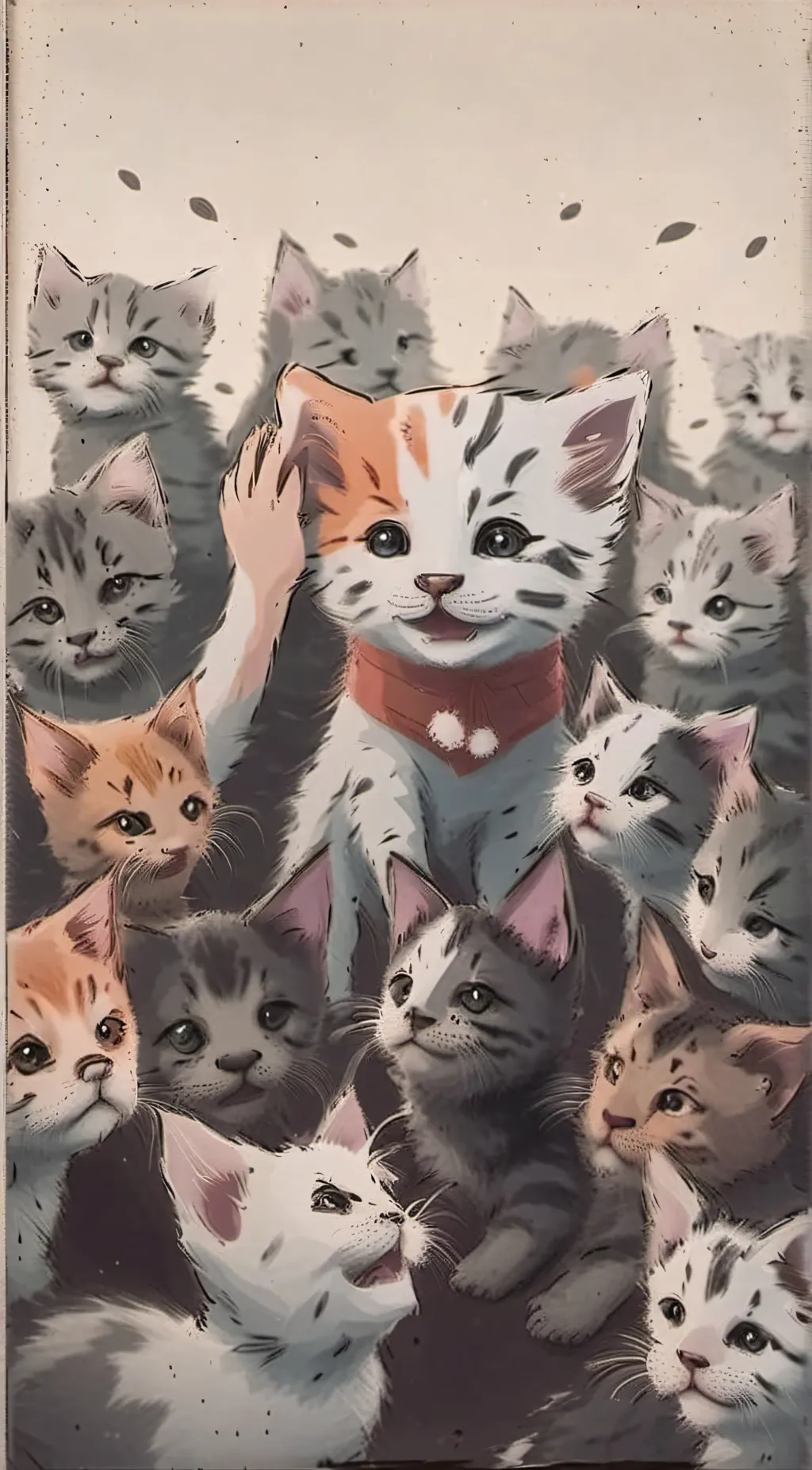 ai character: 100 kitten one mom background