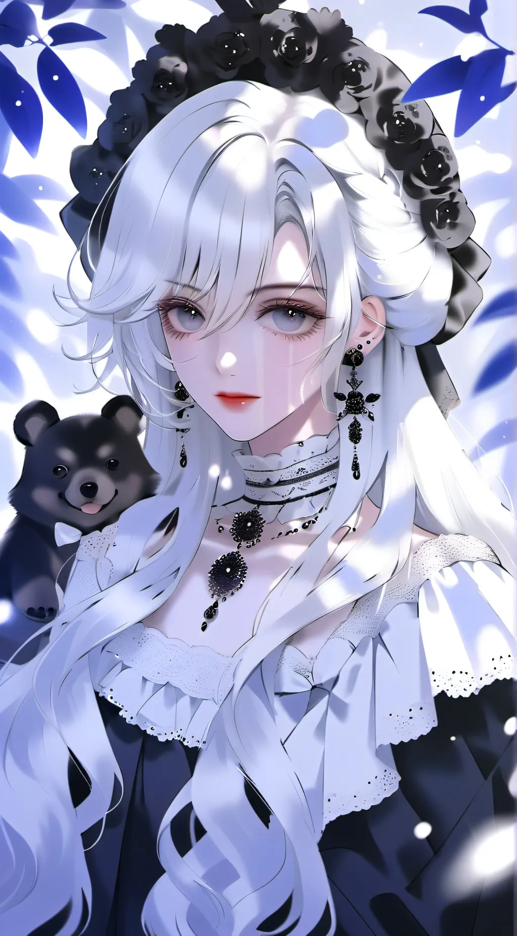 ai character: moon (white among) background
