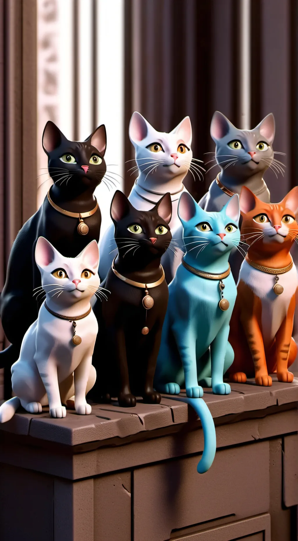 ai character: group of cats background