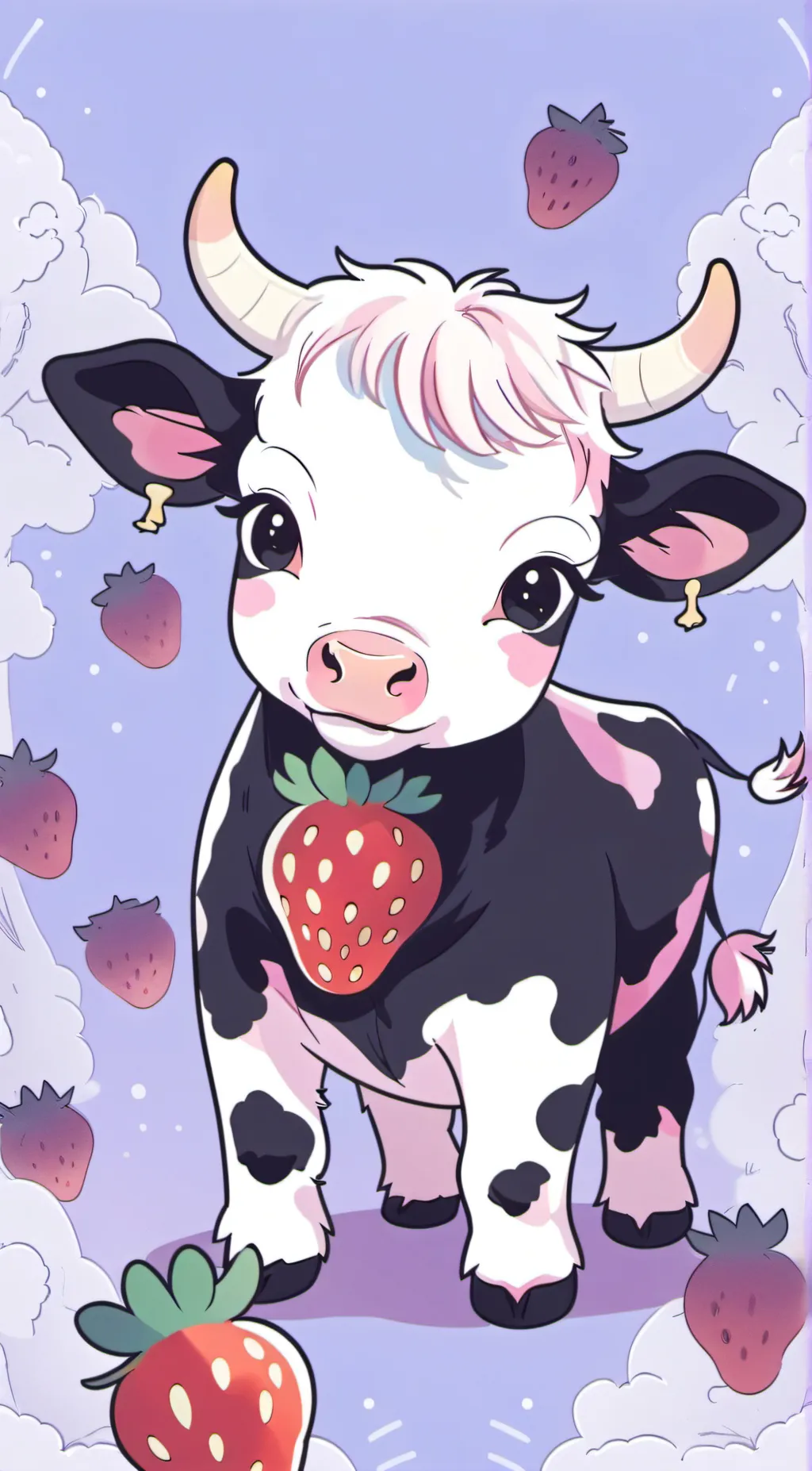 ai character: strawberry cow background