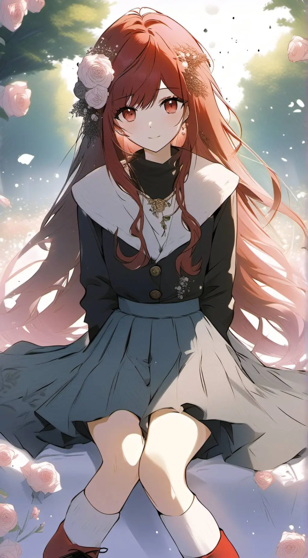 ai character: Red rose  background