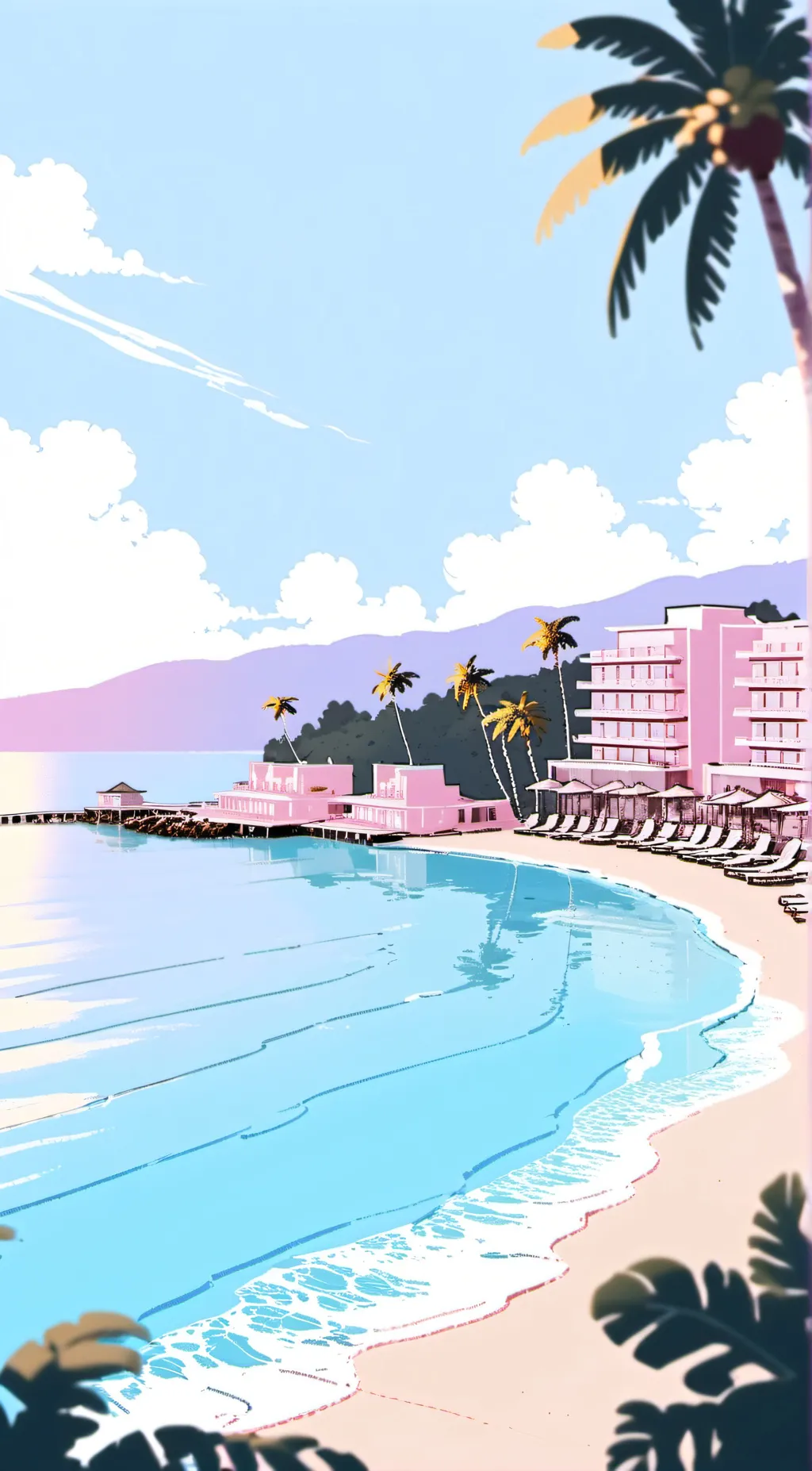 ai character: Hazbin hotel beach background