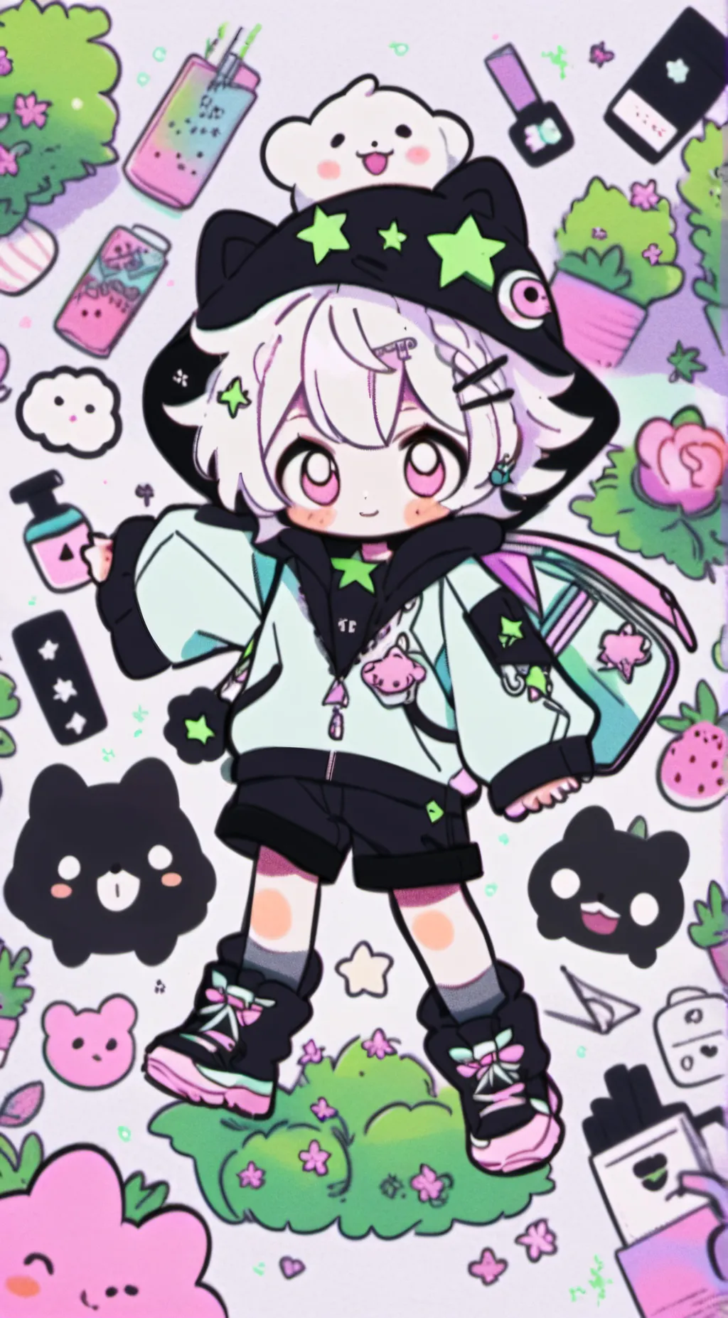 ai character: Smiling critters background