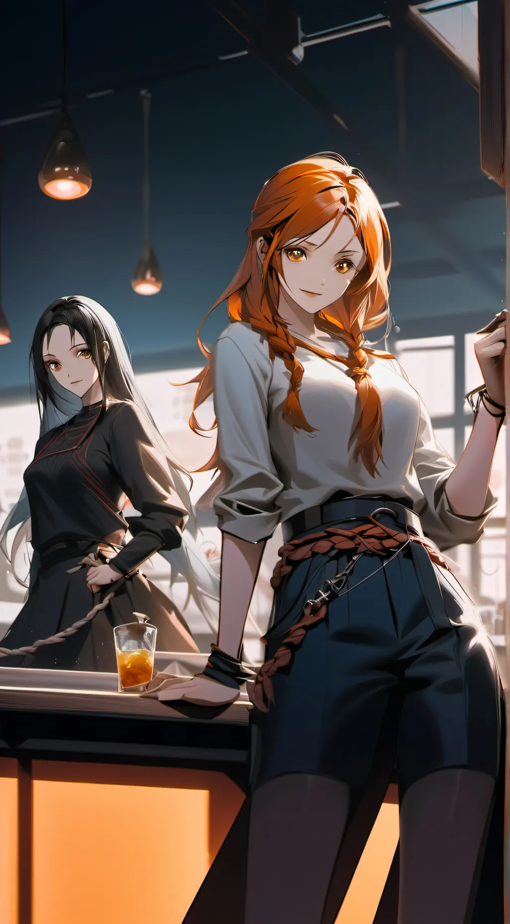 ai character: Nami & Nico Robin  background