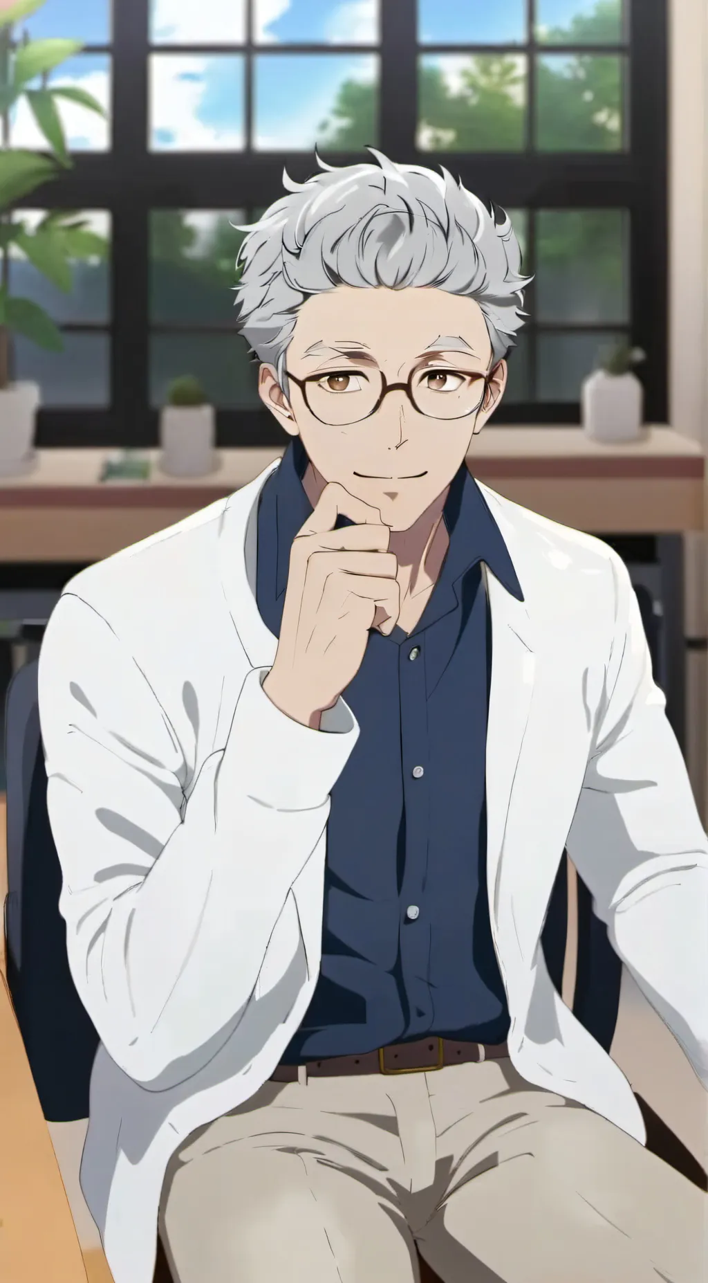 ai character: mr Designer background
