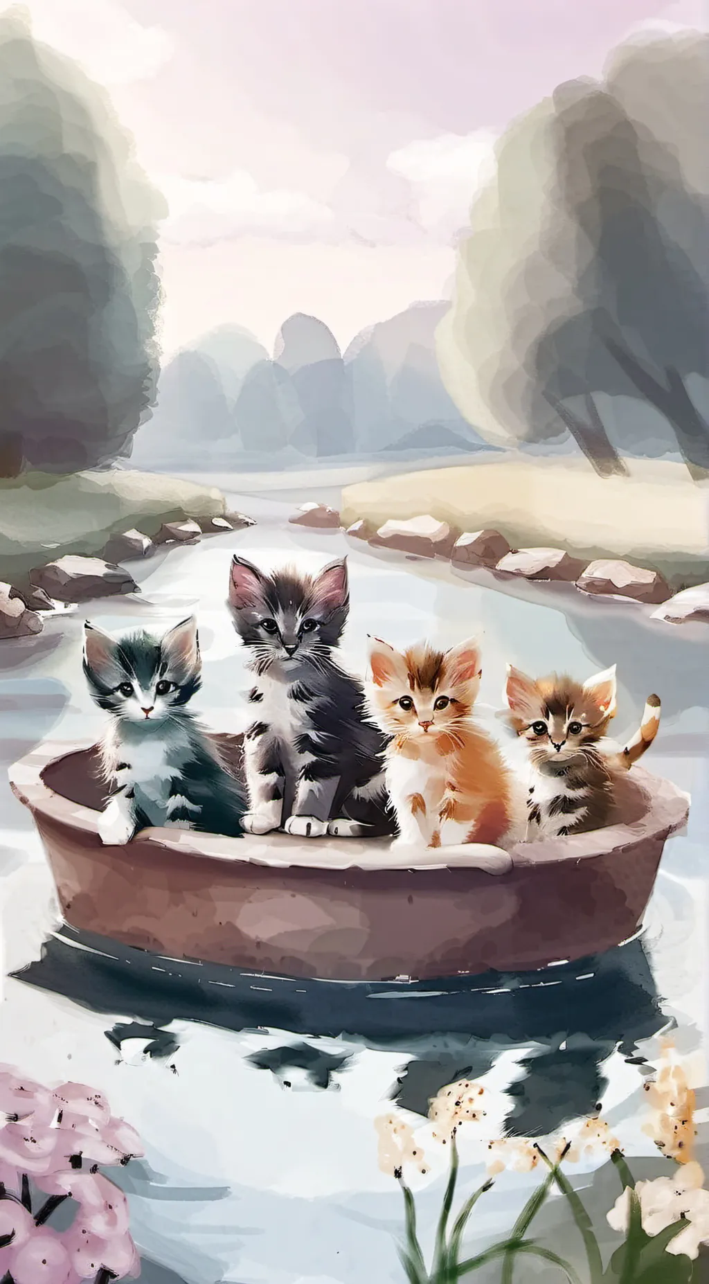 ai character: the 4 cats/kitten background