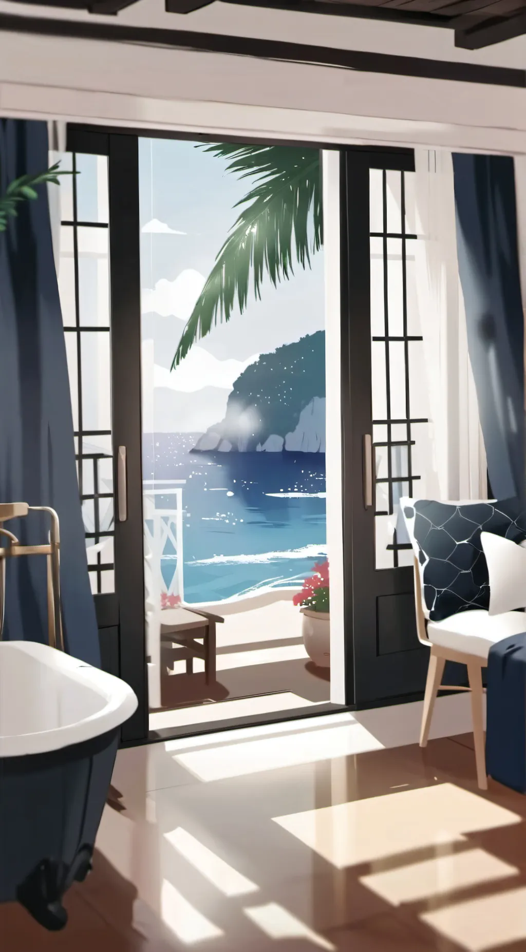 ai character: Class 1A beach background