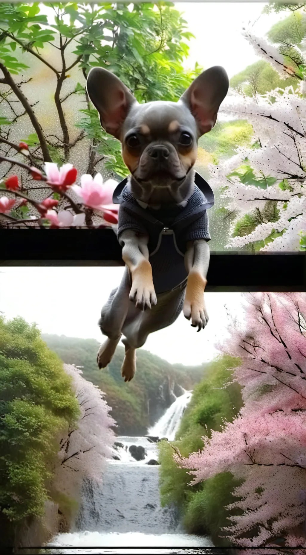 ai character: FLYING  CHIHUAHUA  background