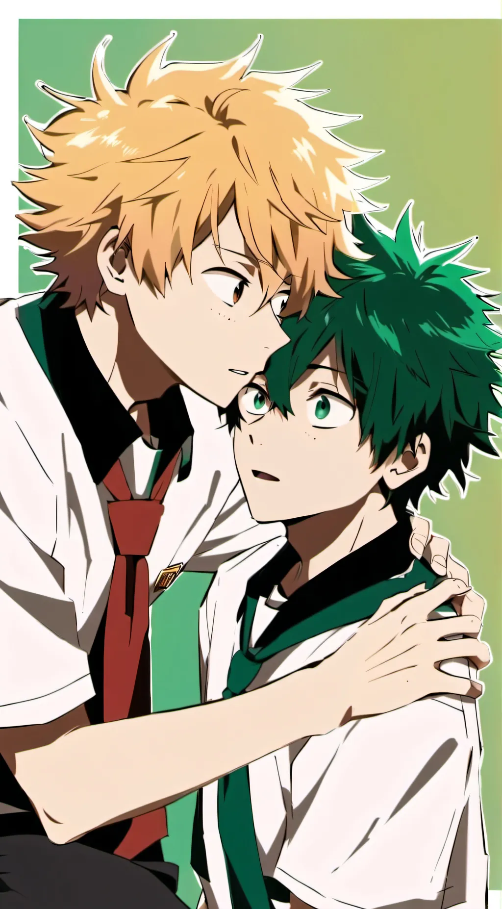 ai character: Bakugo and deku background
