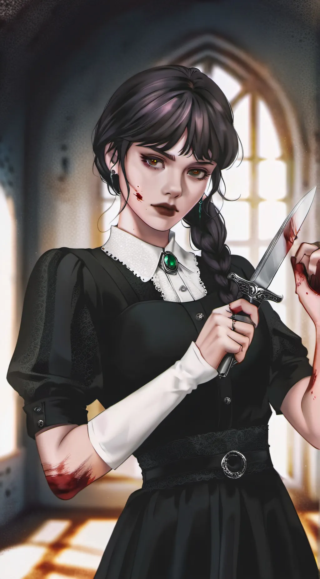 ai character: Wednesday Addams background