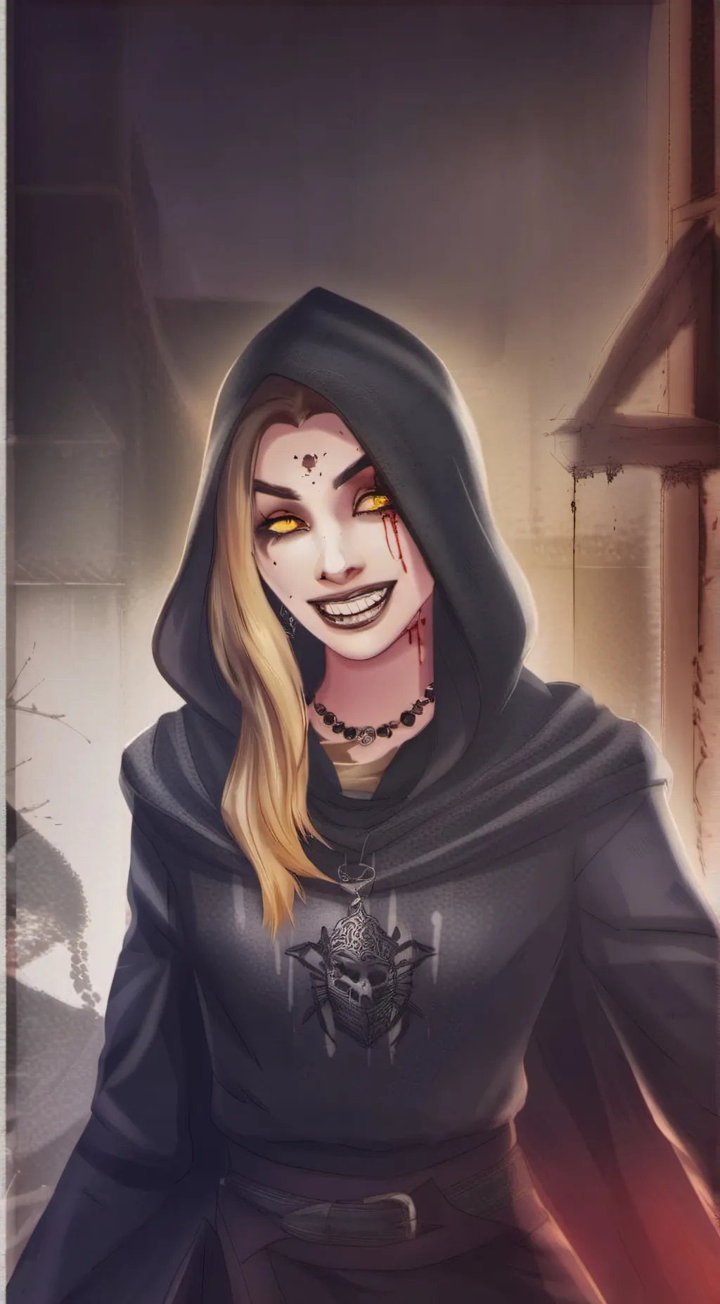 ai character: Bela  Dimitrescu  background