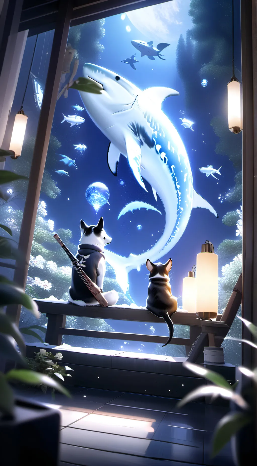 ai character: Husky and the pup background