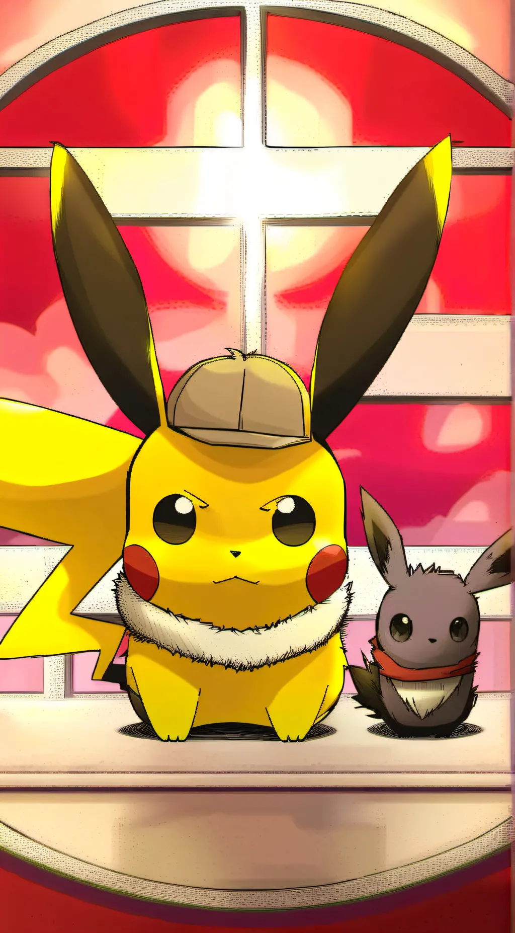 ai character: pikachu and eevee background